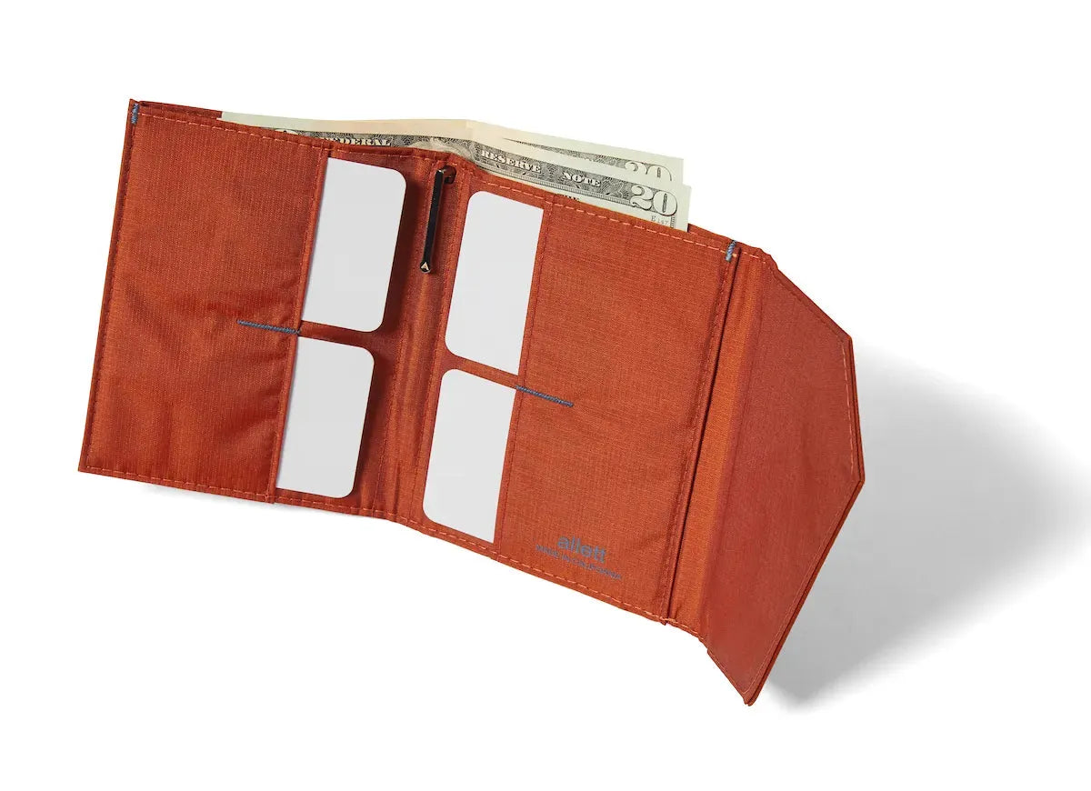 Slim organized Envelope wallet by Allett for ladies purse potters-clay