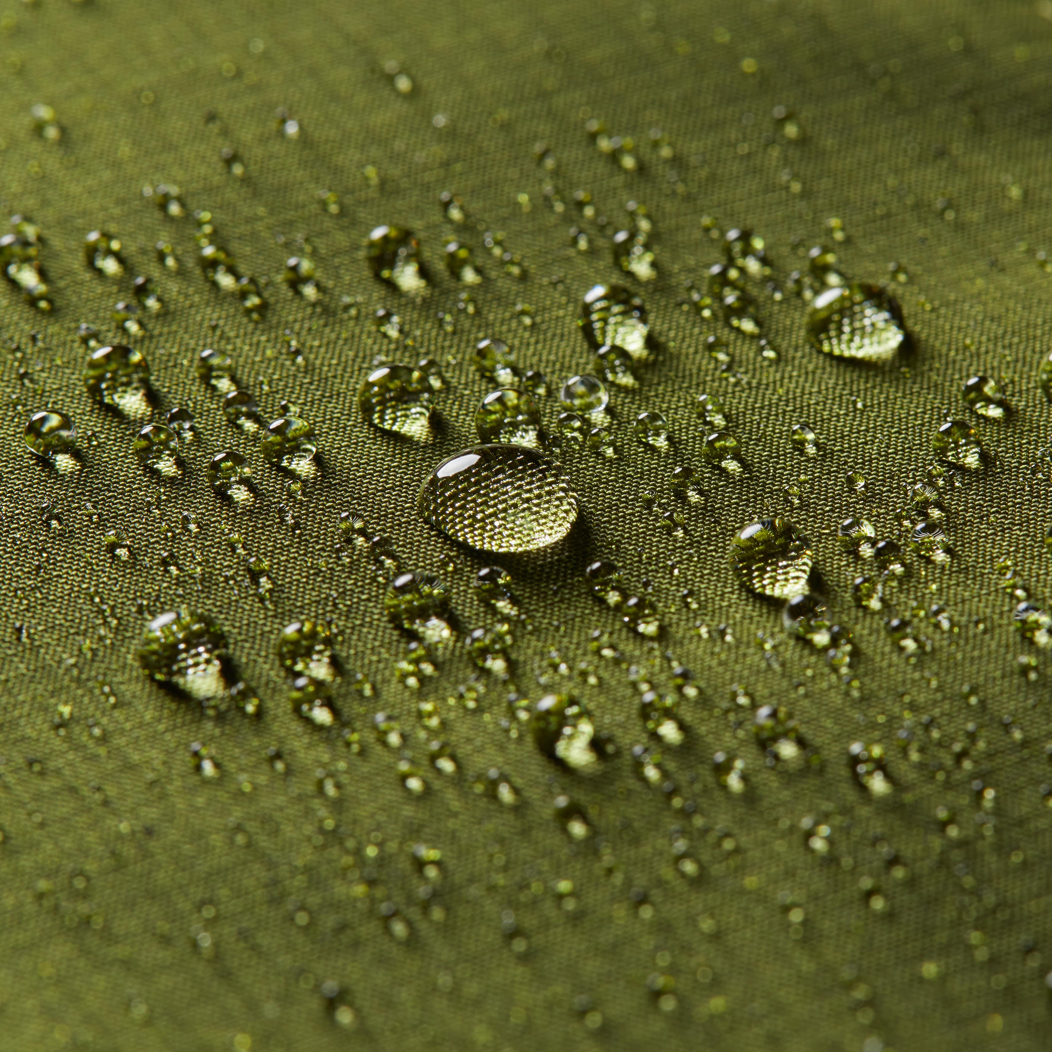 Interior of the Allett midnight blue leather ID wallet showing a close up of the Allett logo on the green vinyl interior, with water droplets around it. Allett id wallet leather midnight-blue